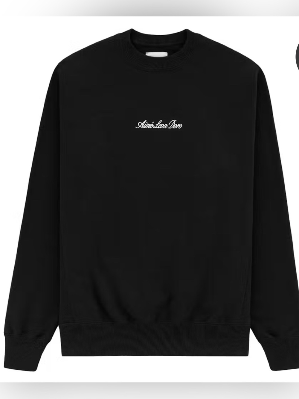 Aime Leon Dore Black Crewneck with White Script Logo